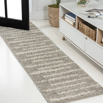 Alaro Berber Stripe Shag Area Rug